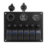 Panel šest prekidača + USB + 12V + V - autom.osigurači